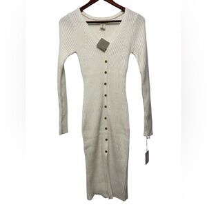 NWT Happily Grey Cardigan Ribbed Button Down Cream Dress